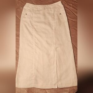 Devernois Linen Midi Skirt Ivory Cream French Made Classic      Size Med